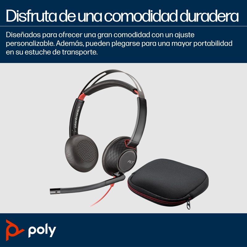 Detalle 2 de Auriculares Poly con cable USB-C y 3.5 mm con cancelación de ruido y micrófono Boom