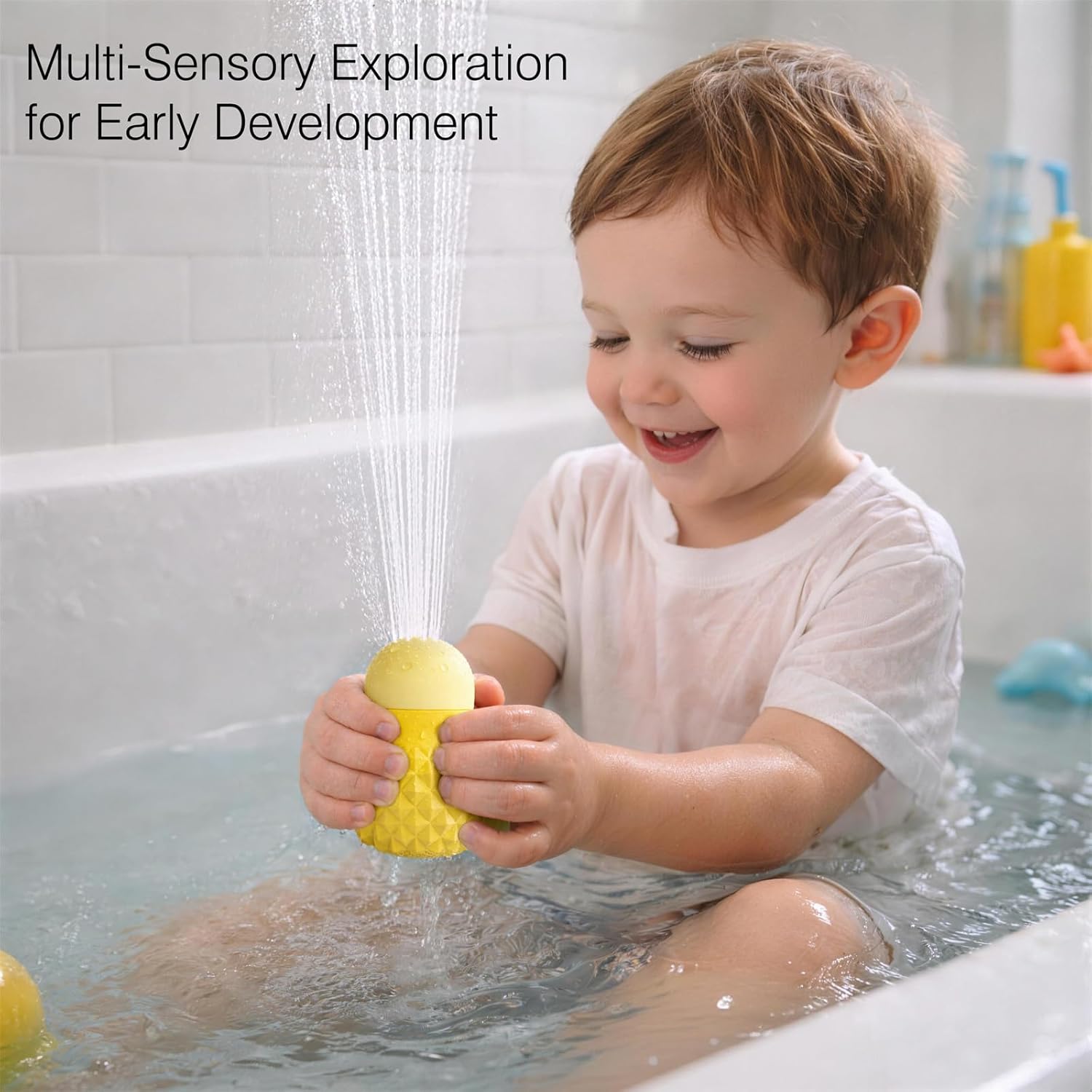Thumbnail 4 de Sensory Squeezing Water Bath Toys for Toddlers – 3-Piece Silicone Bath Toys with Water Jet Action