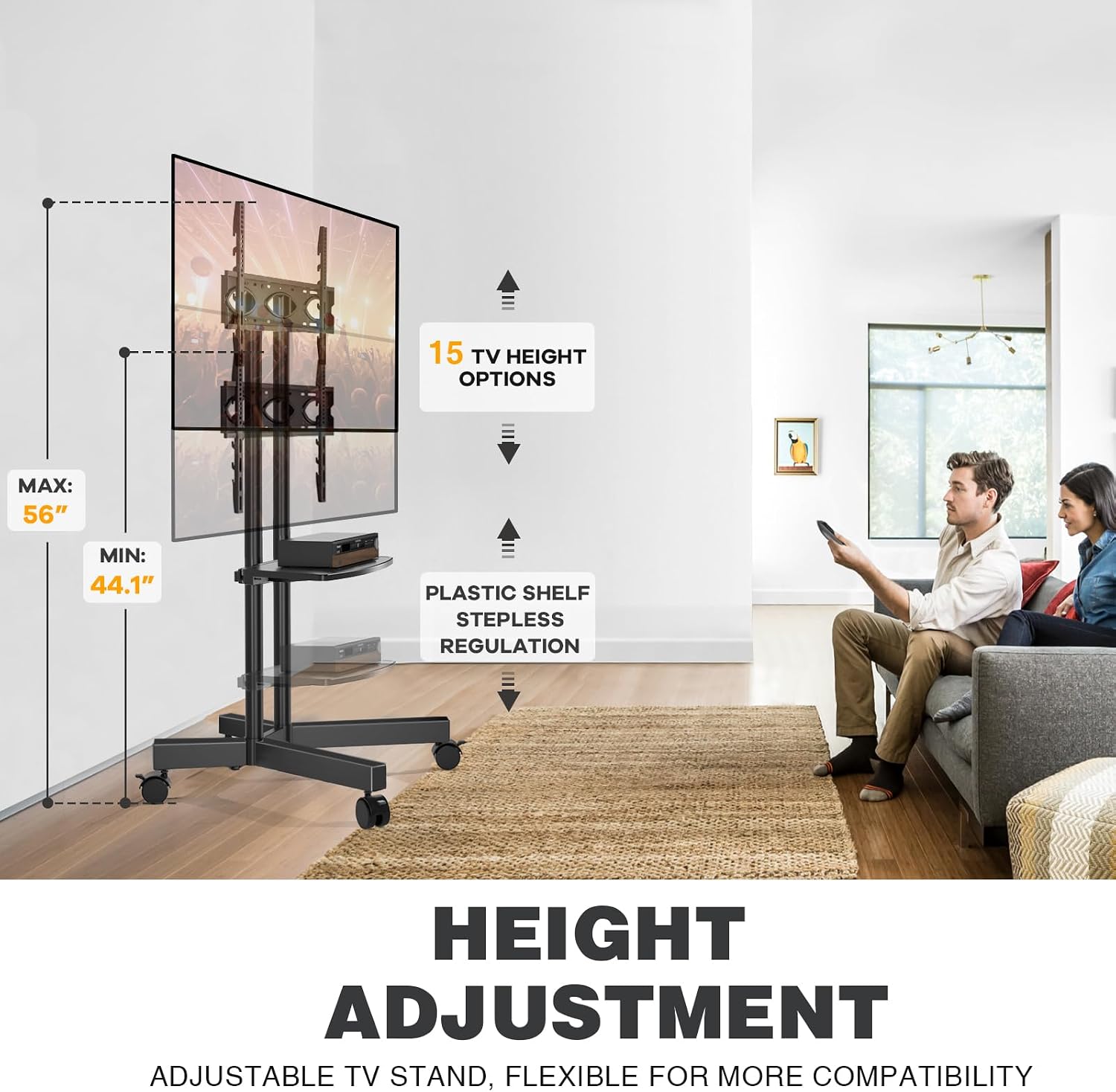 Detalle 2 de Mobile TV Stand for 32–75-Inch TVs