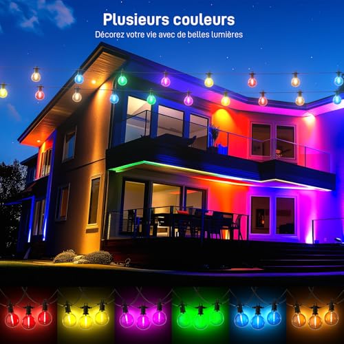 Detalle de Kawaya Guirlande Lumineuse Extérieure 8M IP65 – Multicolore, connectable et incassable