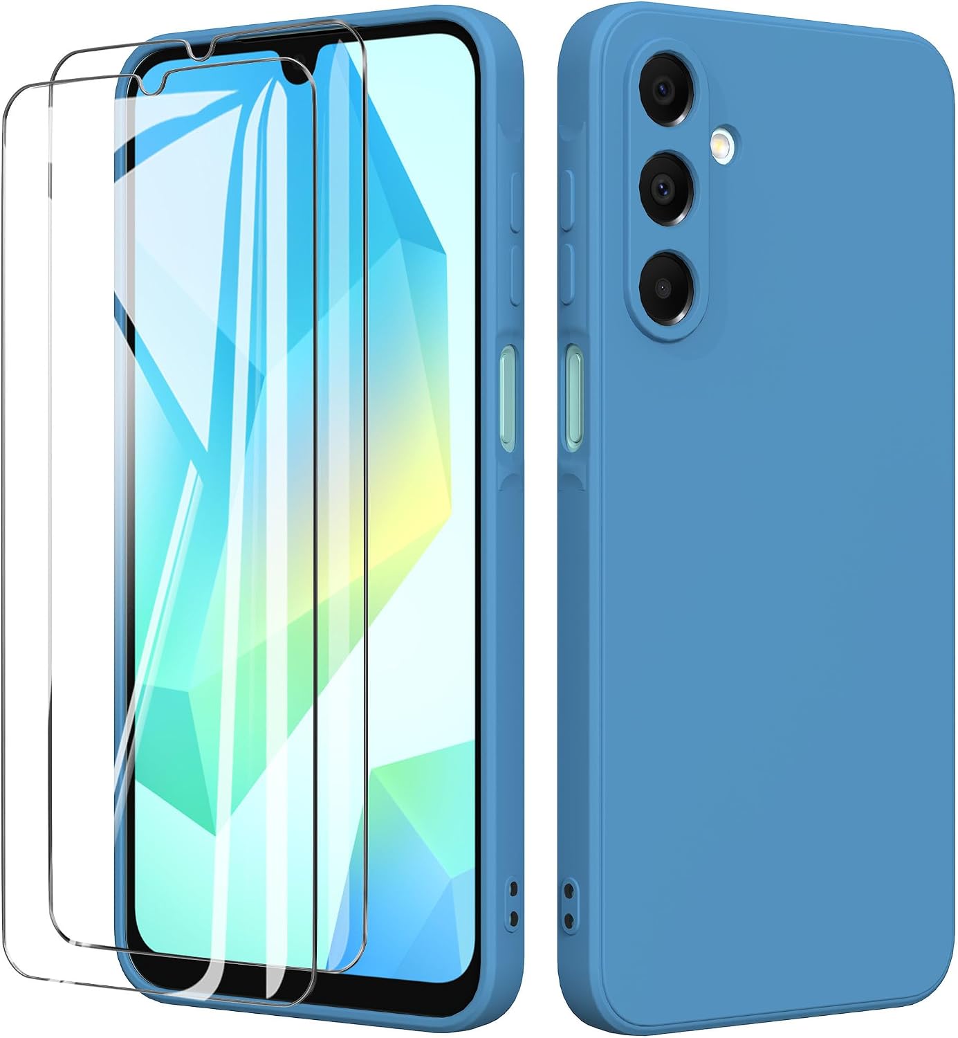 Detalle de binandteam Hülle für Samsung Galaxy A16 5G/4G mit 2 Schutzfolien – dünne TPU/Soft-Touch Silikonhülle in Blau