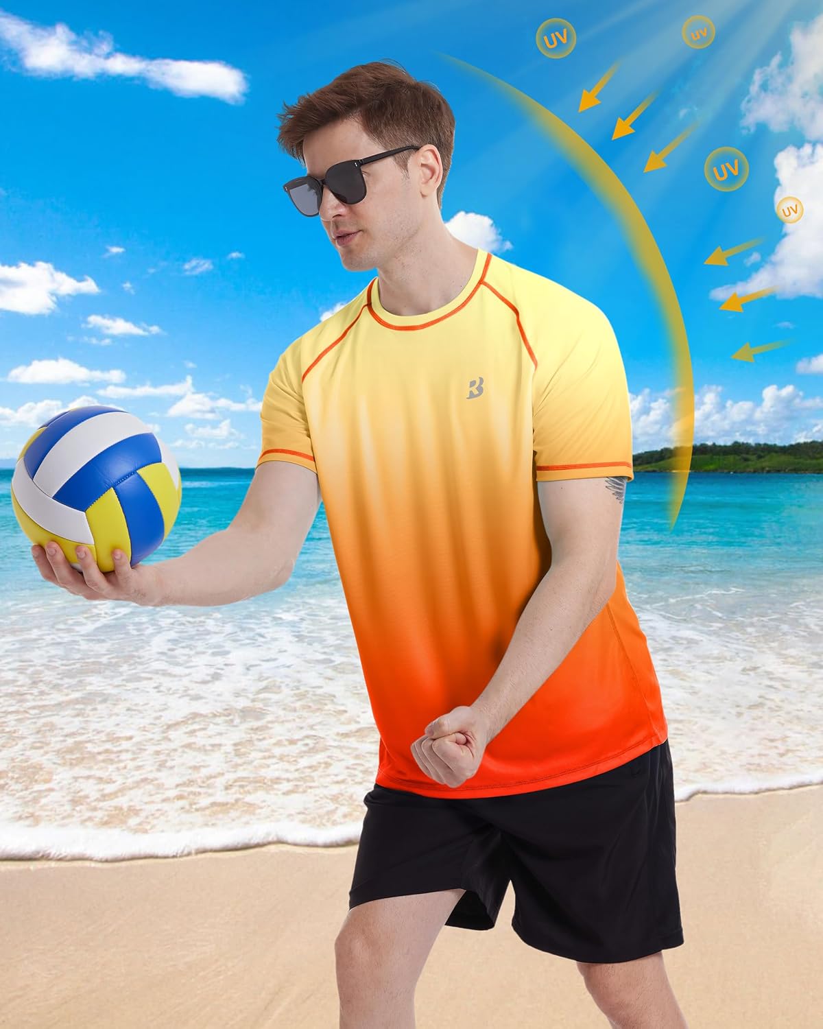 Thumbnail 2 de Roadbox Men’s Rash Guard Short Sleeve UPF 50+ UV Sun Protection Quick-Dry Fishing & Swim T-Shirt