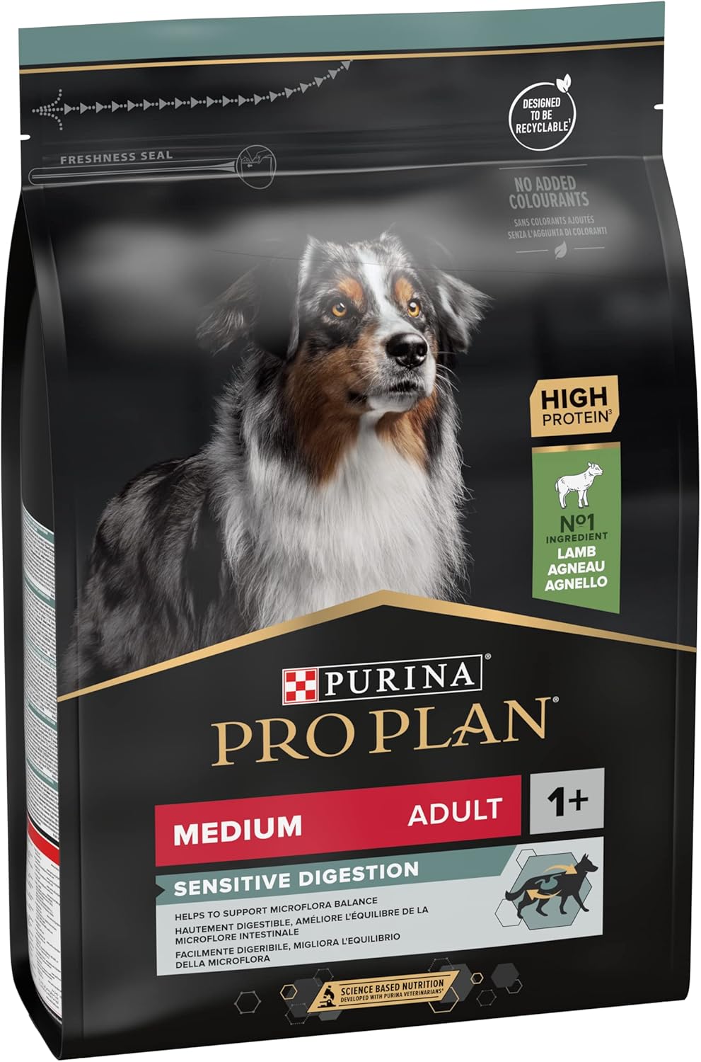 Detalle 1 de Pro Plan Medium Adult Sensitive Digestion – Trockenfutter mit Lamm, 3 kg