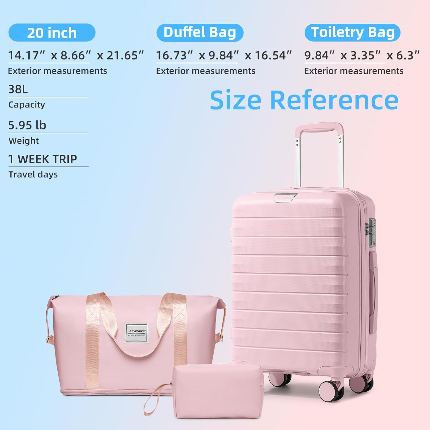 Thumbnail 4 de LARVENDER Luggage Sets 20-inch Carry-On