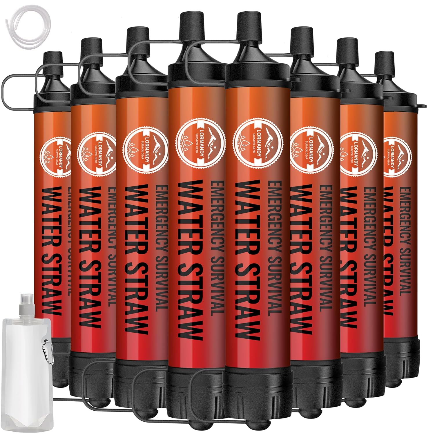 Detalle de Lormandy S2 orange Straw Water Filter 8-Pack with Hollow-Fiber UF Filtration