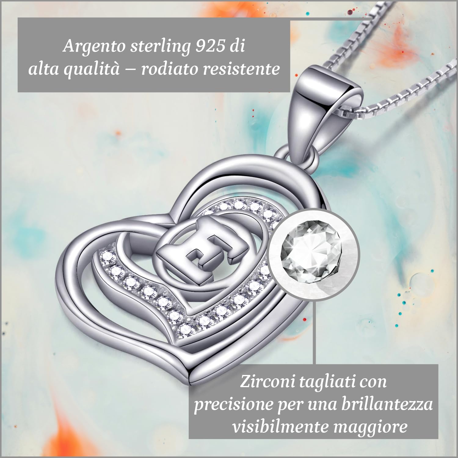 Detalle 2 de Collana cuore con zirconi Morella 925