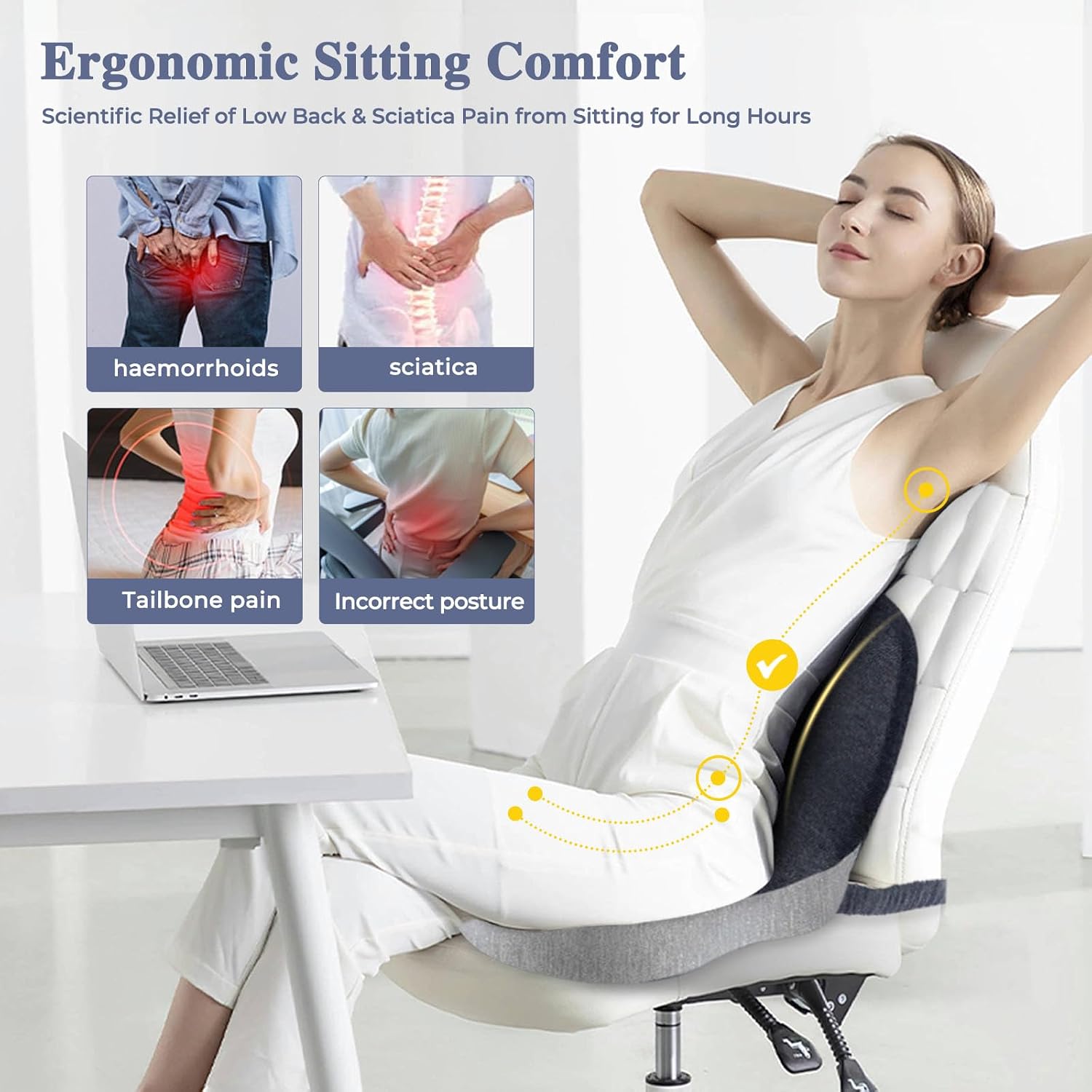 Detalle de Ergonomic Seat Cushion Memory Foam 1 Adjustable Strap