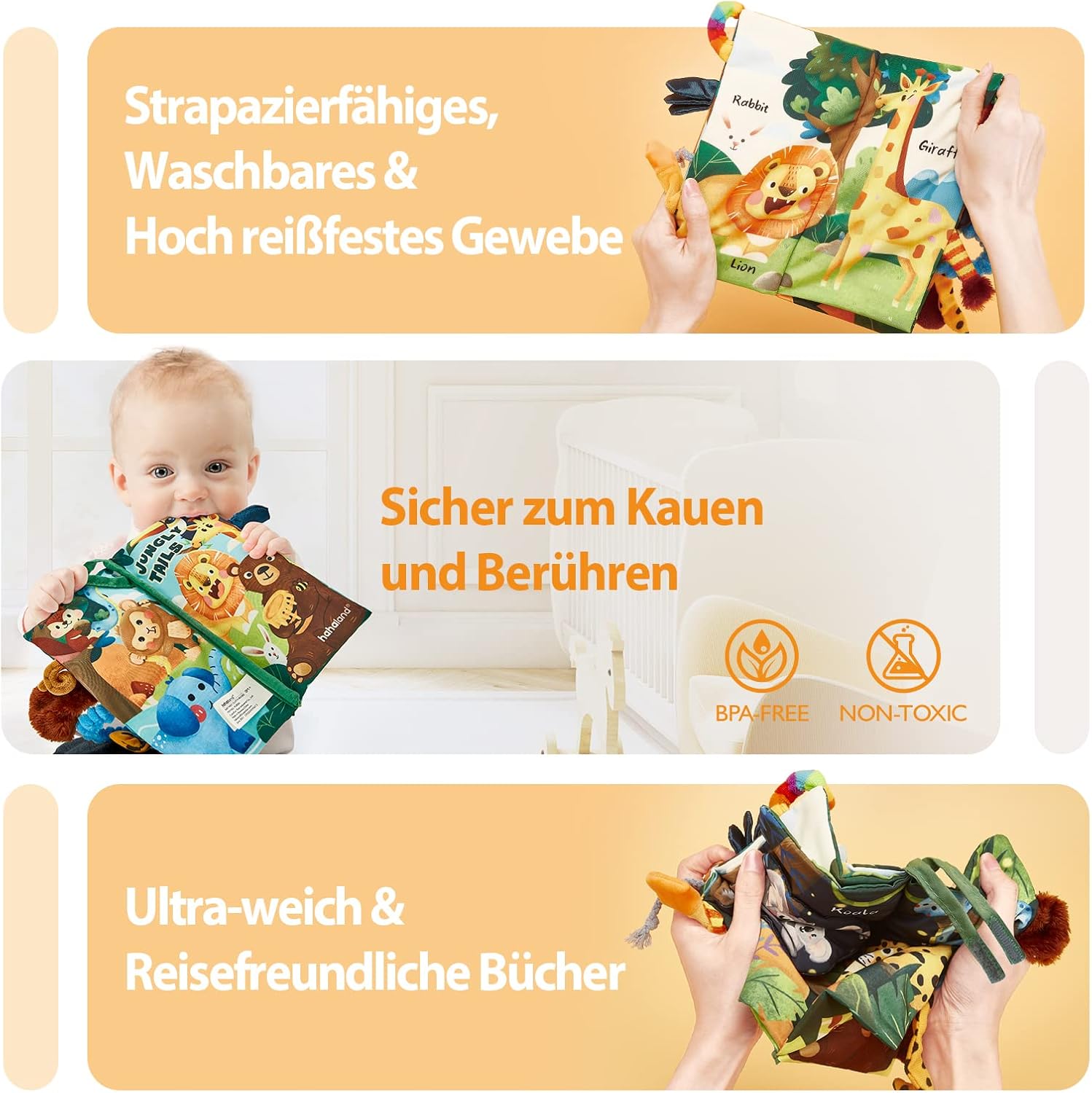 Detalle de hahaland Stoffbuch 0–6 Monate