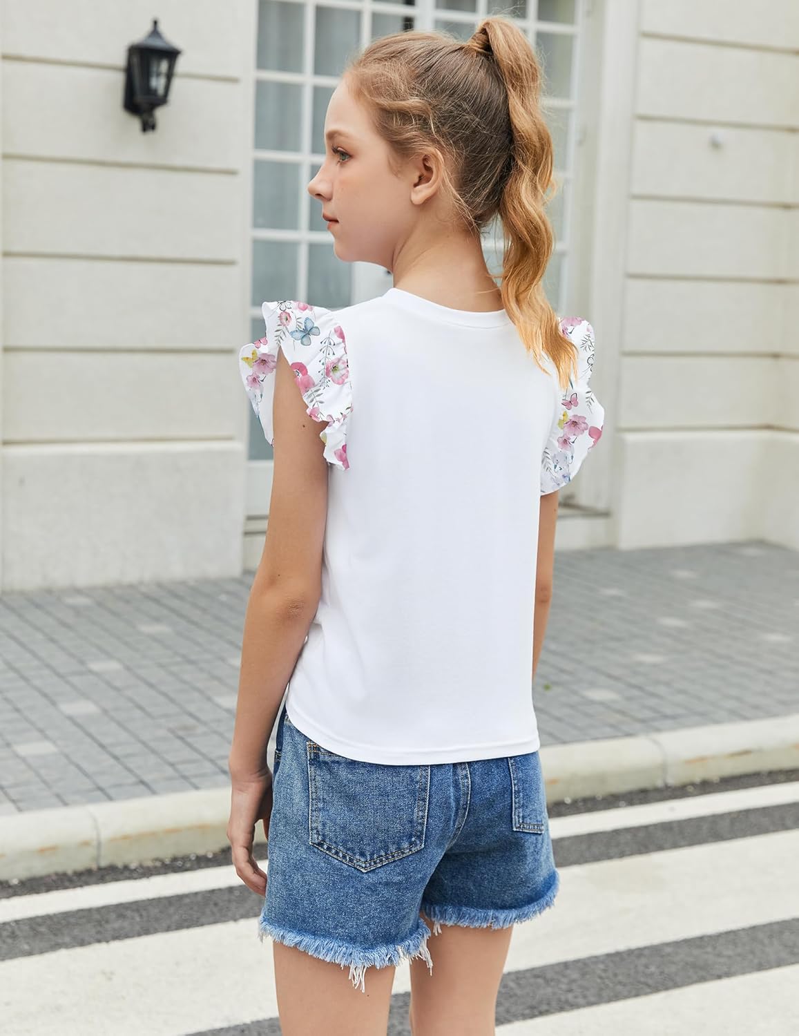Thumbnail 5 de Arshiner Fille 5-12 Ans – T-shirt été à manches courtes avec twist et volants