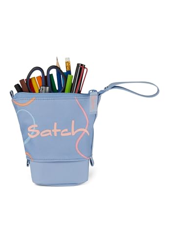 Detalle de Satch Pencil Slider extra groß inkl. Trennfach – Sichtfenster, Stiftehalter, Geodreieck, Hellblau (Vivid Blue)