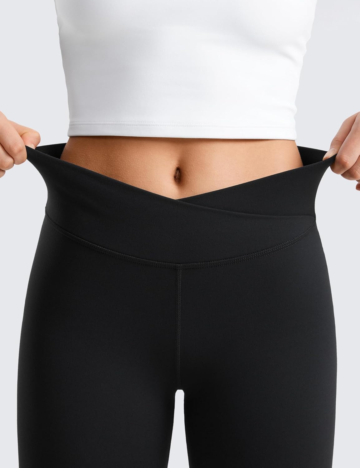 Detalle de CRZ YOGA Ragazze Butterluxe leggings vita alta incrociata con croce, per yoga, danza e sport