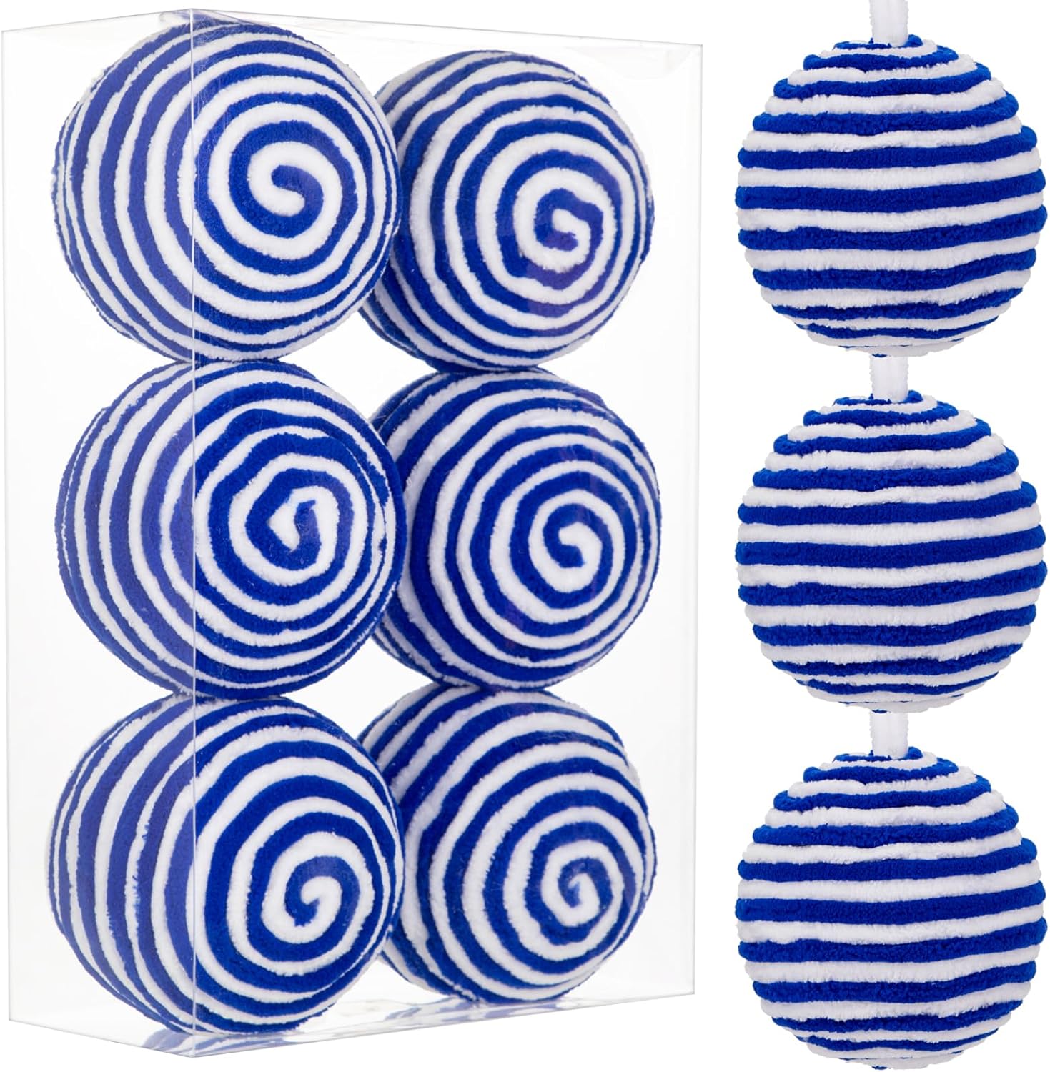 Thumbnail 6 de Oairse 10cm Purple Orange Christmas Baubles Ornament – 6-Pack Yarn Balls
