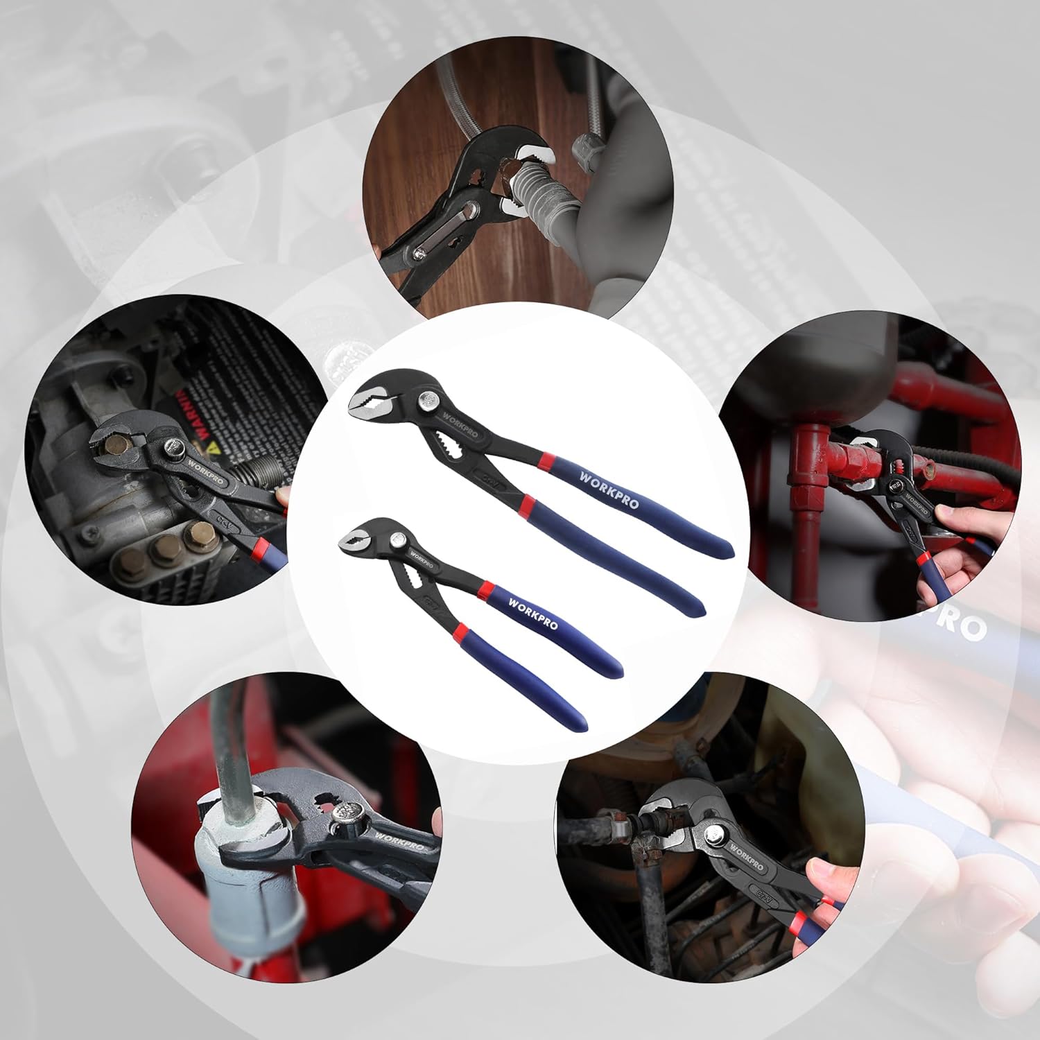 Thumbnail 6 de Workpro set di 2 pinze idrauliche da 180 mm e 250 mm con regolazione rapida