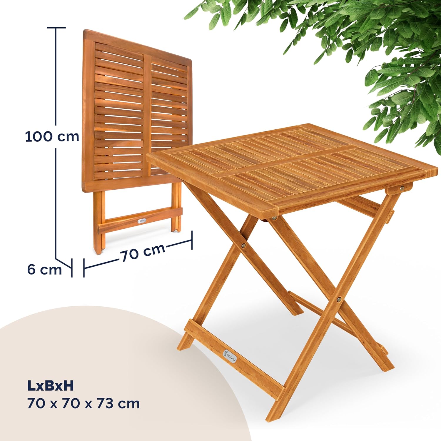 Detalle 2 de Casaria Balkonmöbel-Set 3-tlg. aus Akazienholz (für 2 Personen), wetterfest, klappbar, FSC-zertifizierte Stühle