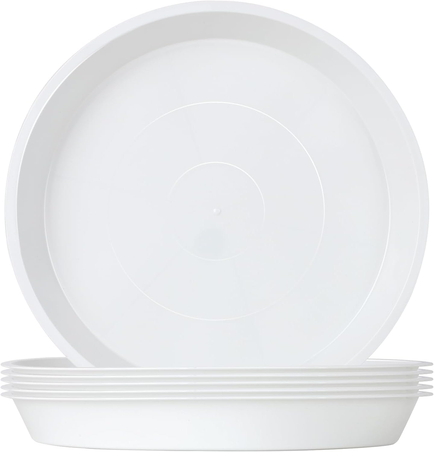 Muzhira 6 Pack Plant Saucers (38.5cm) – White PP drip trays for indoor and outdoor pots