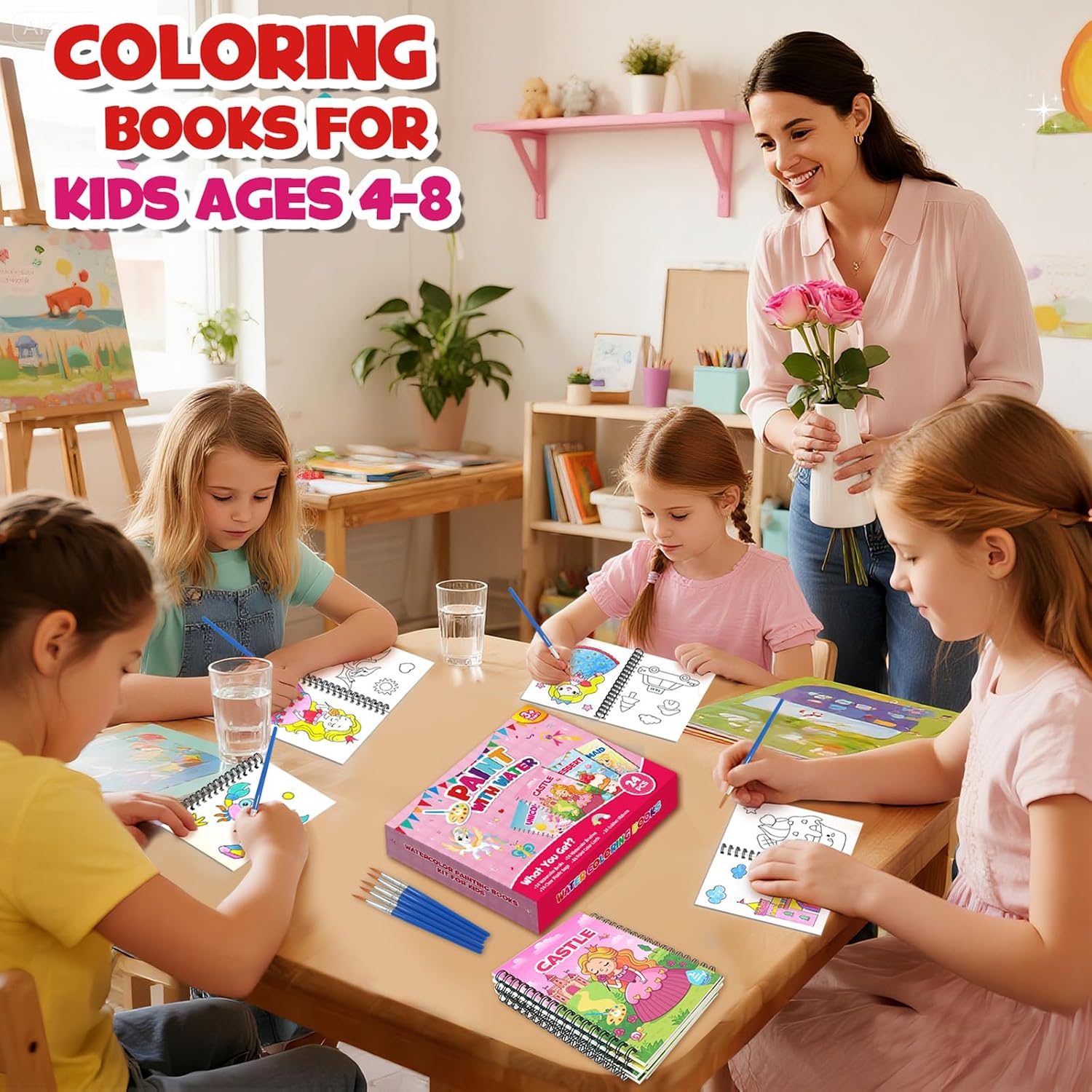 Thumbnail 6 de LIKYMO Water Colouring Books: Mini Colouring Books for Kids (24 x Girl) – Water Painting, Party Bags Fillers for Ages 4–9