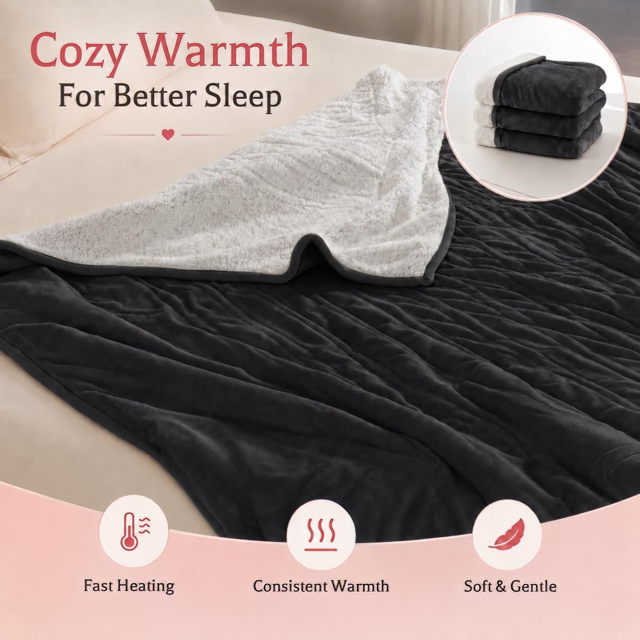 Thumbnail 6 de Arrylins ZQ05B-A5060 Heated Throw Blanket, 50" x 60", 6 Heat Settings