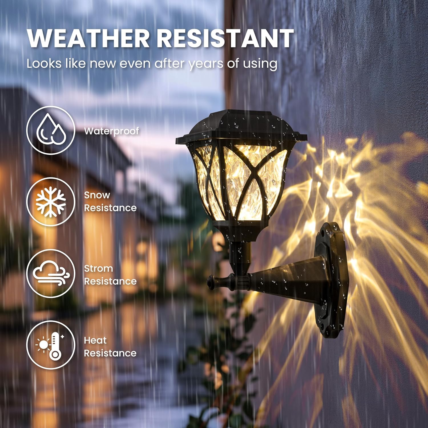 Thumbnail 2 de Solpex solar outdoor wall lights (4-pack) with warm white glow and waterproof design