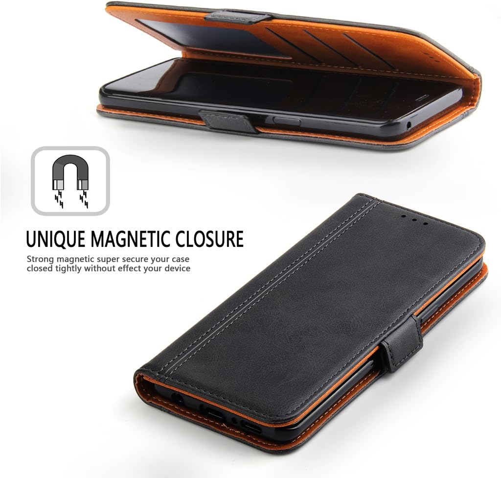 Thumbnail 4 de ROJIOJIO Handyhülle für Samsung Galaxy S9 – Leder Klapphülle mit Kartenfach, magnetischem Verschluss und Ständer in Schwarz