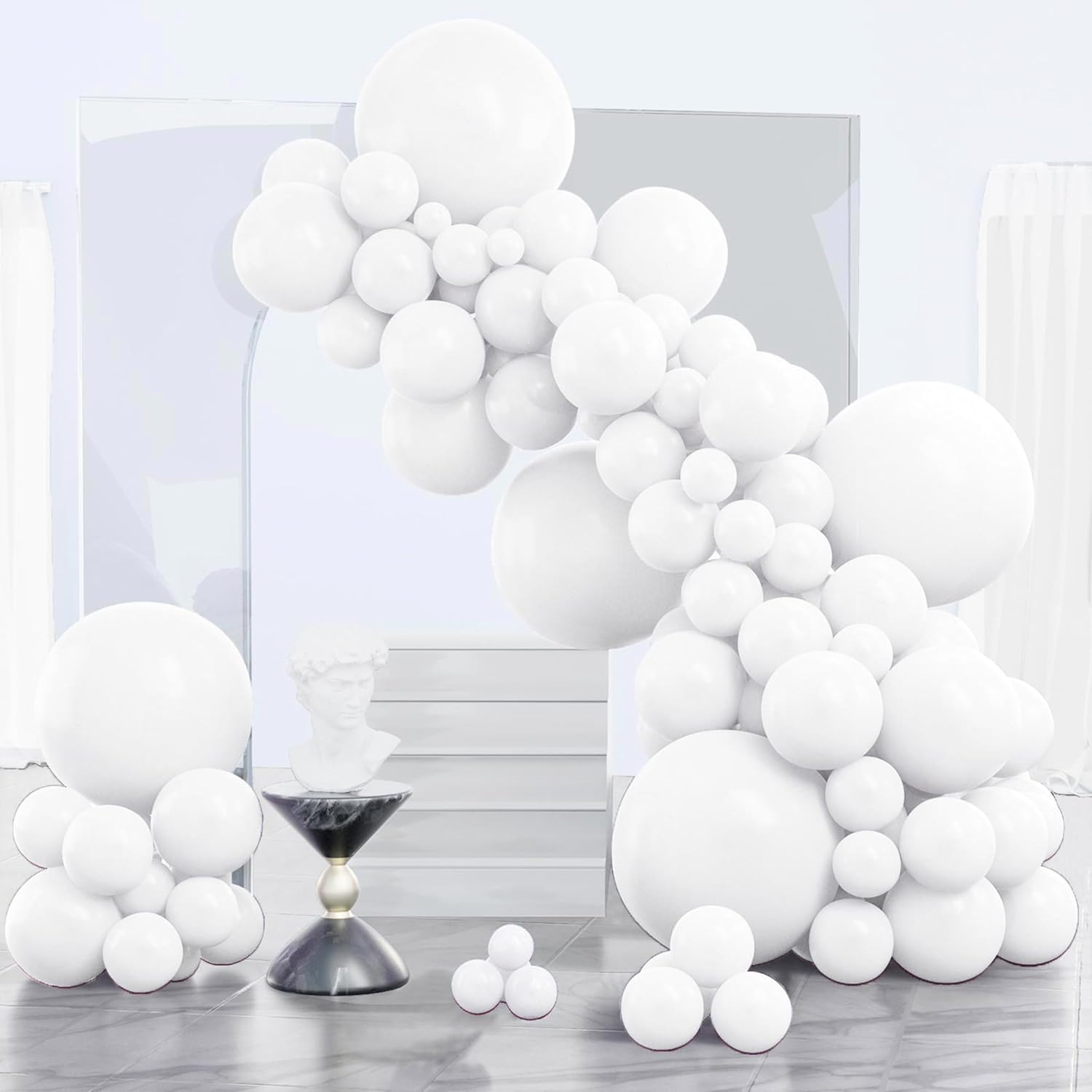 Detalle de PartyWoo White Balloons 140 pcs