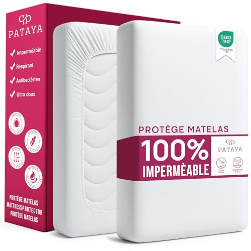 Detalle de PATAYA Protège Matelas Imperméable 160 x 200 x 30 cm – Surmatelas Alèse