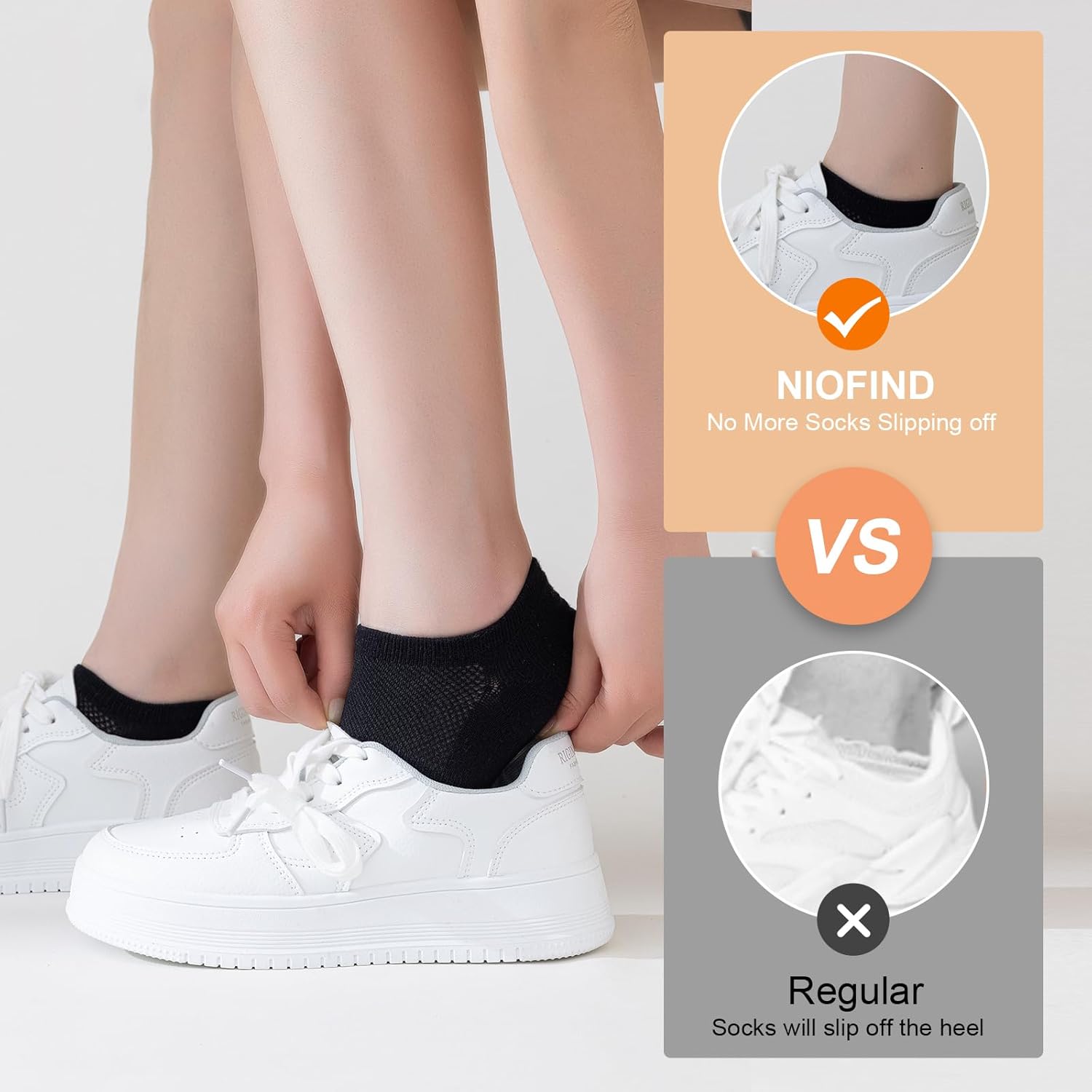 Thumbnail 2 de Niofind Chaussette Femme : lot de 6 chaussettes basses courtes en coton respirant, sans couture