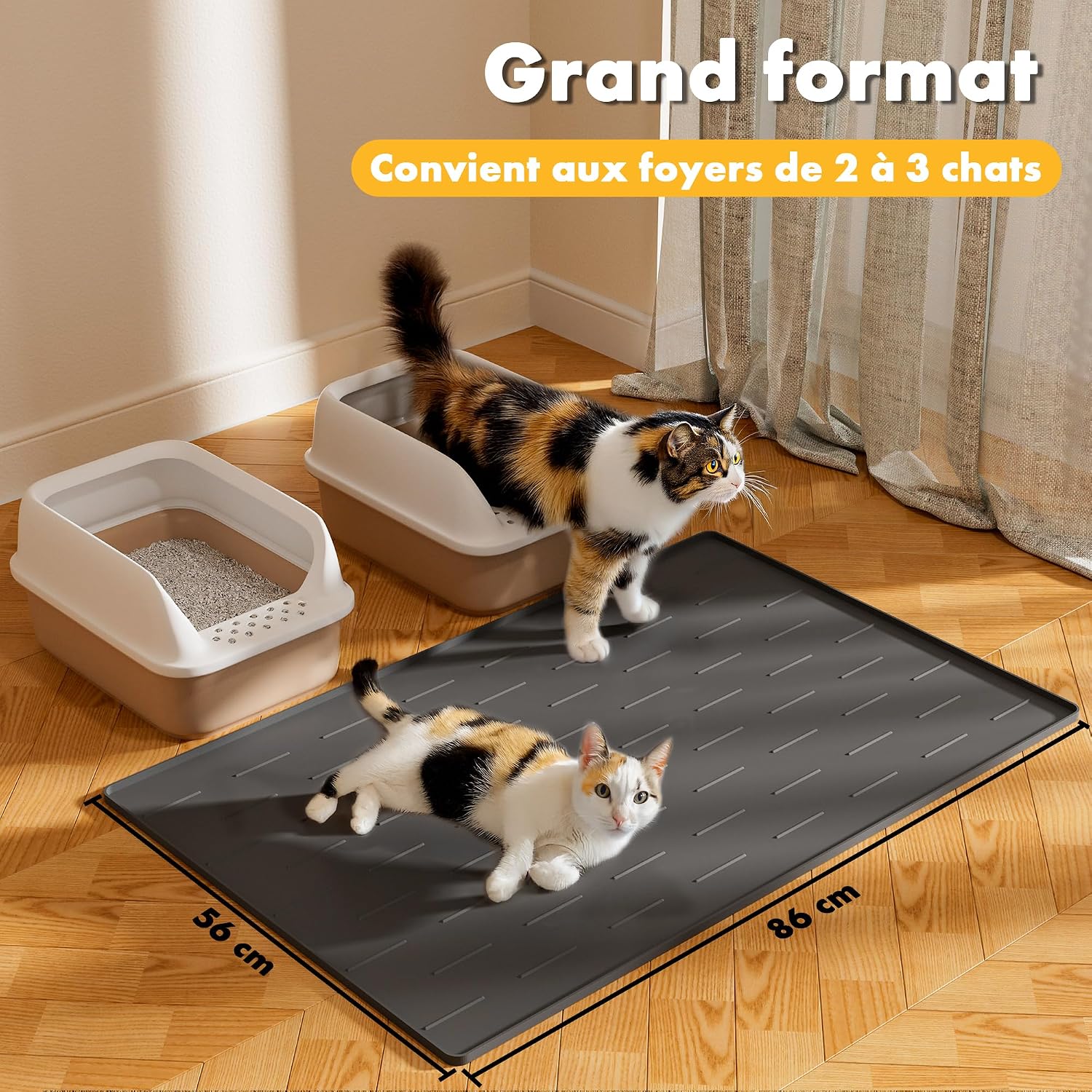 Thumbnail 6 de Tapis Litière Pieviev Grand 86x56 cm en Silicone – anti-éclaboussures, lavable et antidérapant