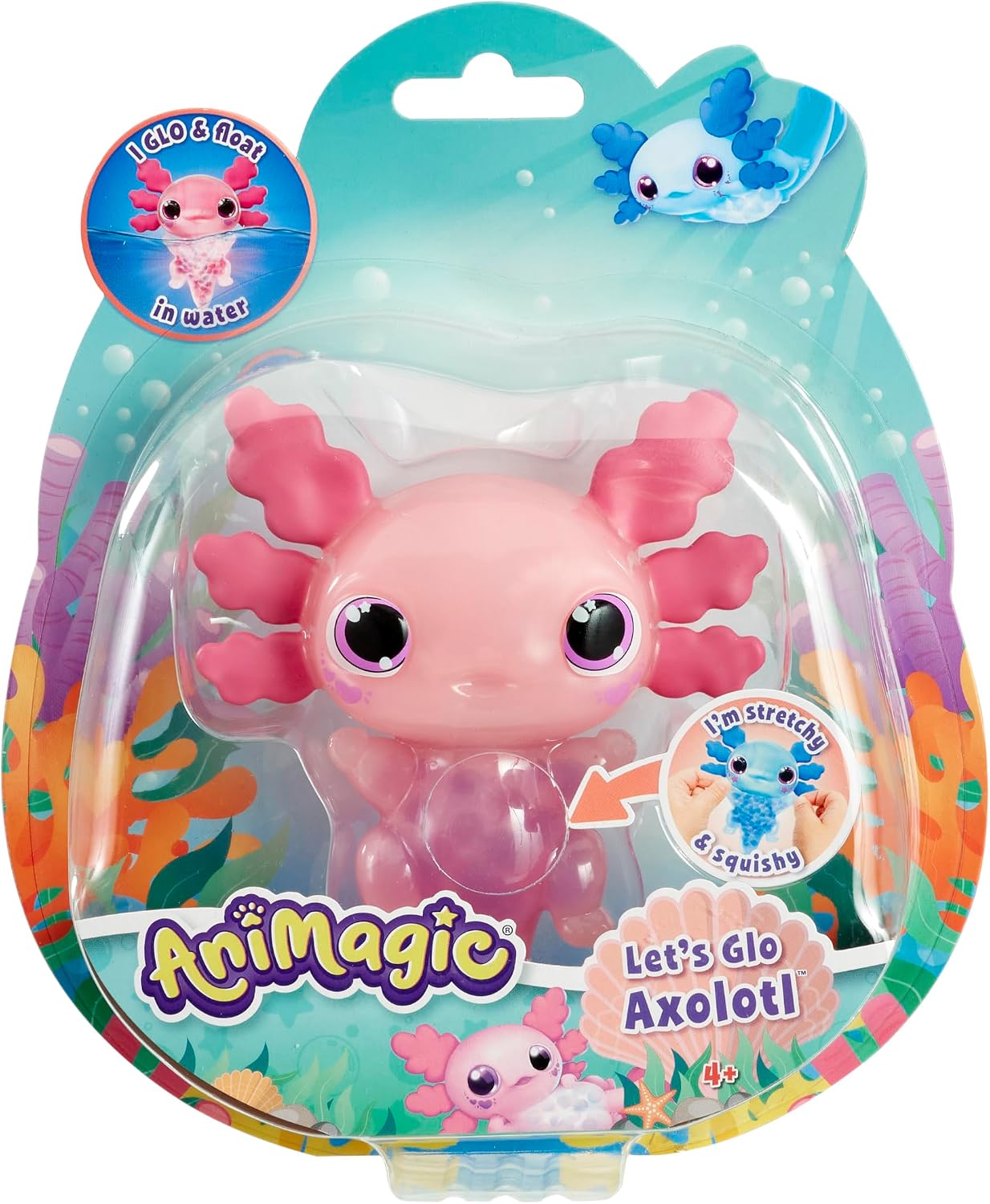 Animagic Let’s Glo Axolotl Rose : compagnon électronique lumineux, flottant et tactile pour enfants dès 4 ans
