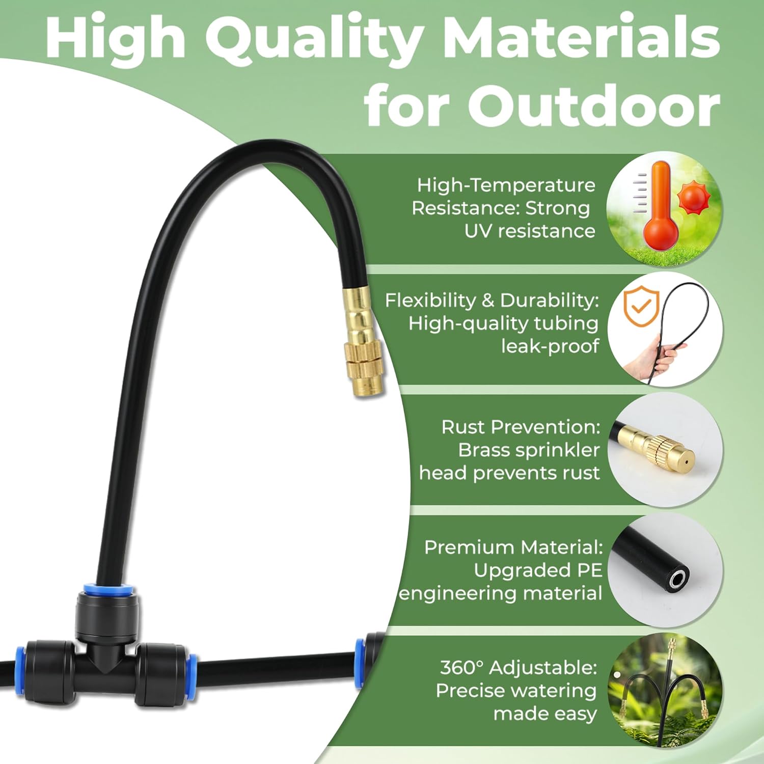 Thumbnail 3 de Drip Irrigation System for Garden Watering: 130FT 20 Misting Nozzles – Automatic Kit with 1/4" PE Tubing