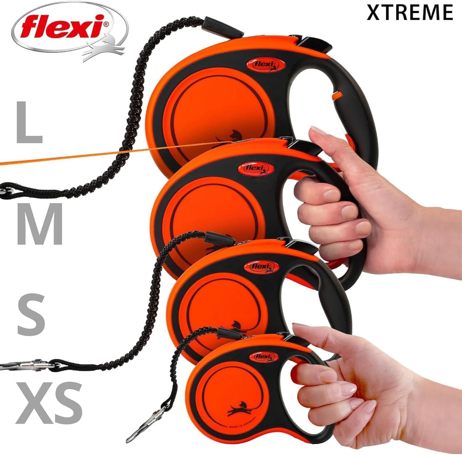 Thumbnail 6 de flexi Xtreme L Gurt 8 m – Roll-Leine für Hunde bis 55 kg in Schwarz/Orange