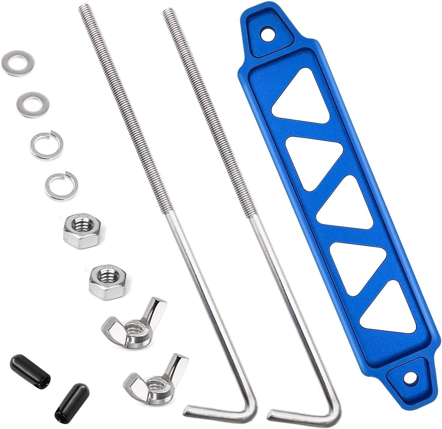 Detalle de Tnisesm Blue Billet Aluminum Battery Hold-Down Bracket with 8-Inch J-Bolts