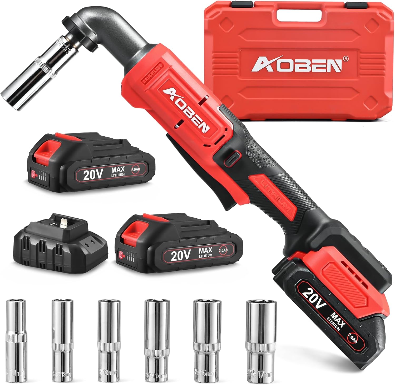 Detalle de AOBEN AB7333-2-260606 Brushless 1/2-Inch Right Angle Wrench, 20V