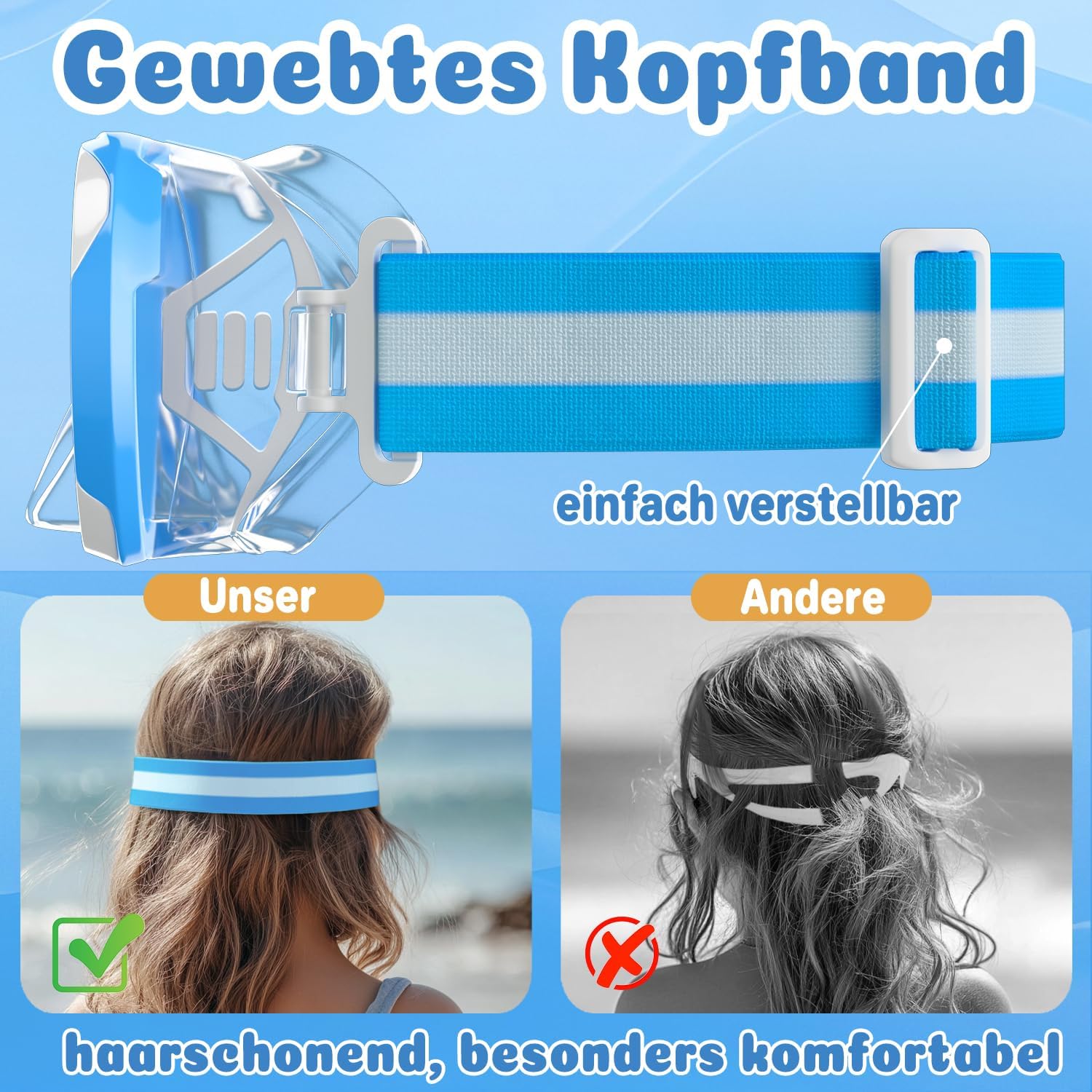 Thumbnail 3 de COOLOO Kinder-Taucherbrille mit Stoffband, Nasenabdeckung und Anti-Beschlag-Glas (180° Panorama) für 4–16 Jahre