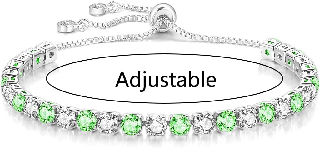 Detalle 2 de Mieoyue S925 Silver Bracelet for Women with Adjustable Slider and Clear Crystals