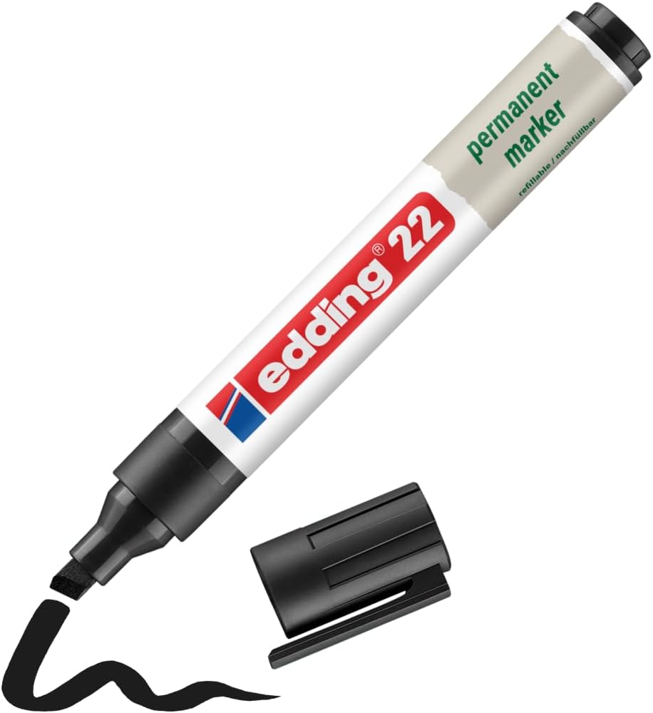 Detalle de edding 22 Ecoline permanent märkpenna, svart, mejselspets 1–5 mm