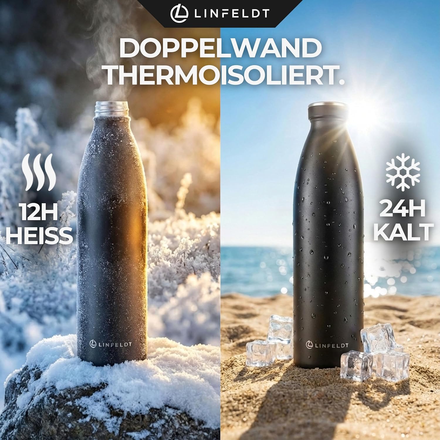 Detalle de LINFELDT 1L isolierte Trinkflasche Edelstahl