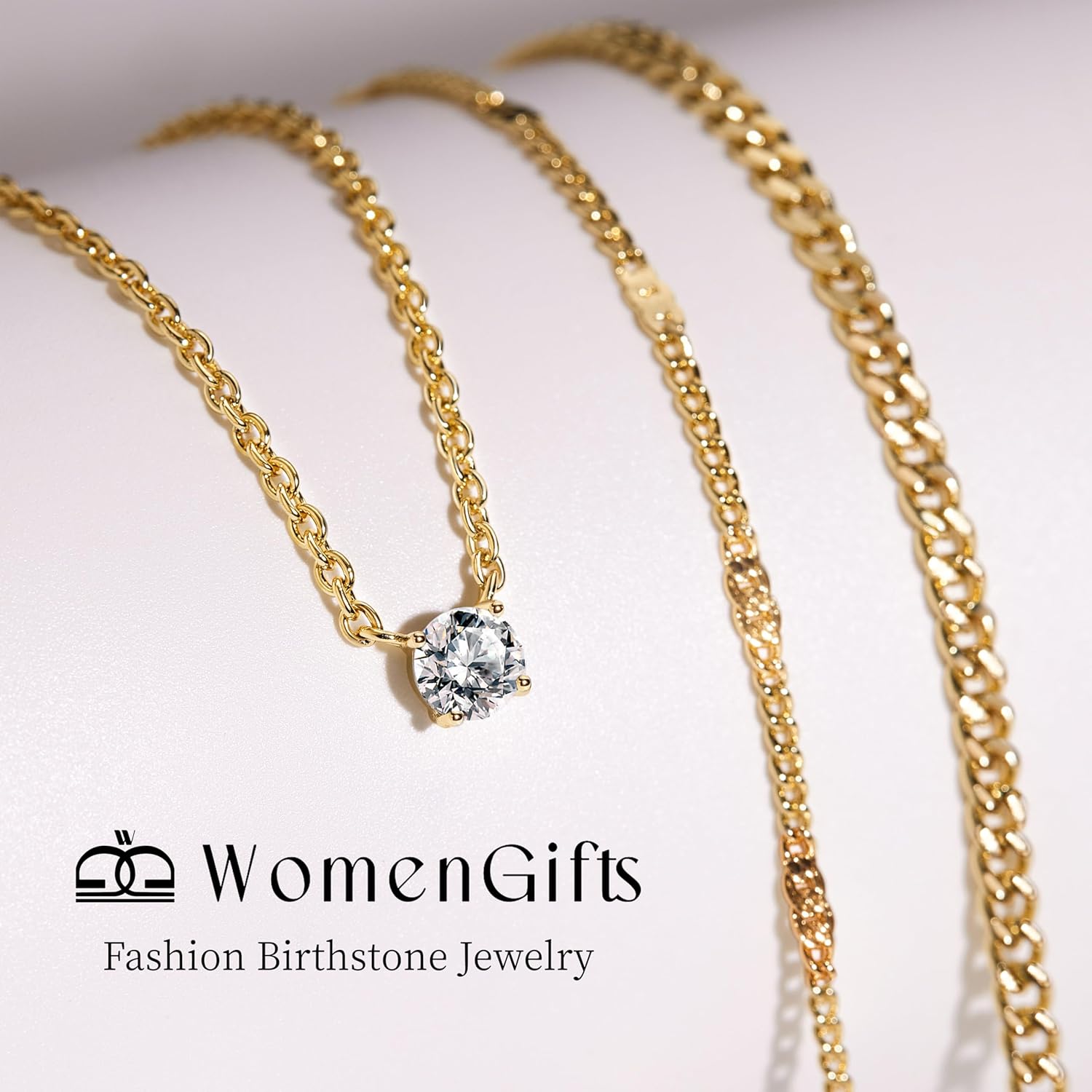 Thumbnail 5 de WomenGifts Layered Gold Necklaces for Women – 14K Gold Plated Sterling Silver Layered Set