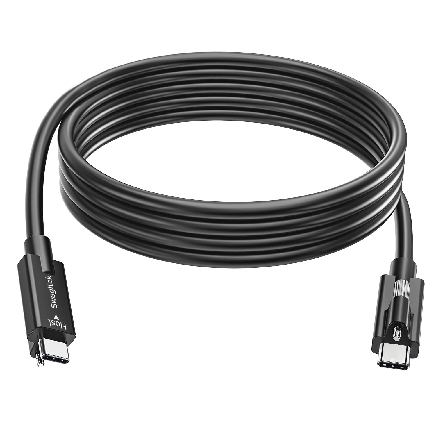 Detalle de swegltek USB-IF Certified USB4 C Cable with Screw-Lock (80Gbps, 1.6ft) – USB-C to USB-C