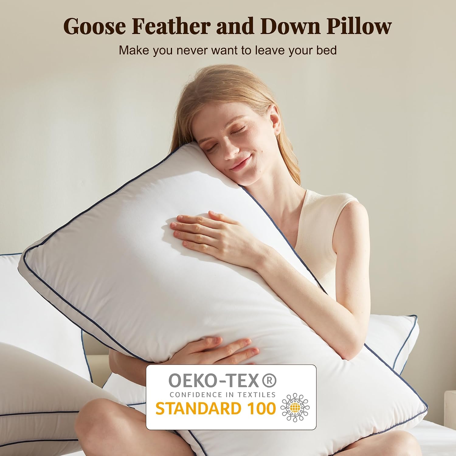 Thumbnail 6 de Cosybay Goose Feather and Down Pillows, Standard Set of 2, 600-Thread-Count Cover