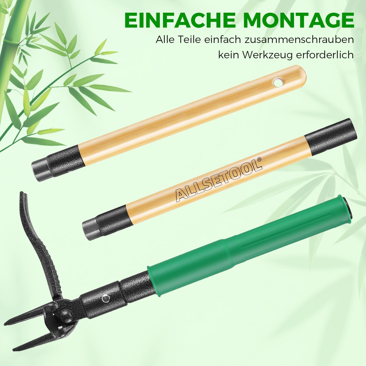 Thumbnail 6 de Allsetool Unkrautstecher mit 111 cm Stiel, 2 Auswurffunktionen und Bambusgriff