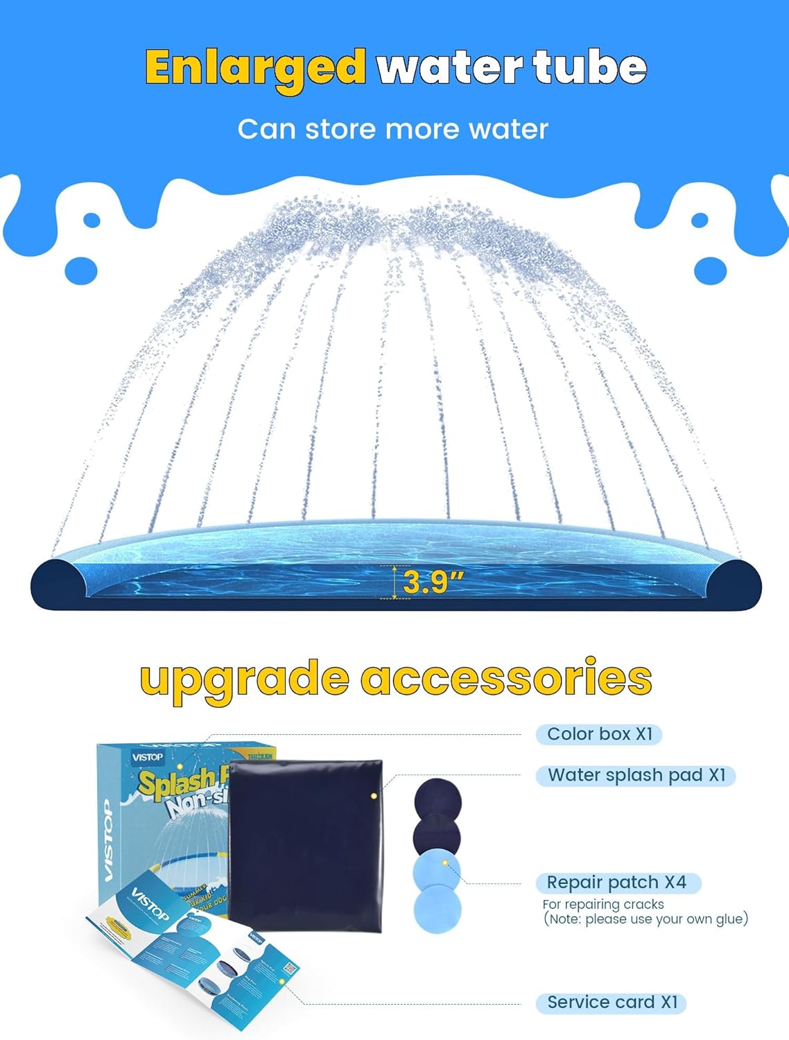Thumbnail 4 de VISTOP Non-Slip Splash Pad for Kids and Dog — Thick, Durable 107-Inch Backyard Water Play Mat