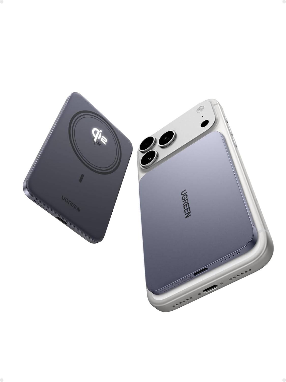 Detalle de UGREEN Nexode Ultra-Slim 5000mAh Magnetic Power Bank with Qi2 (15W) & PD 20W USB-C