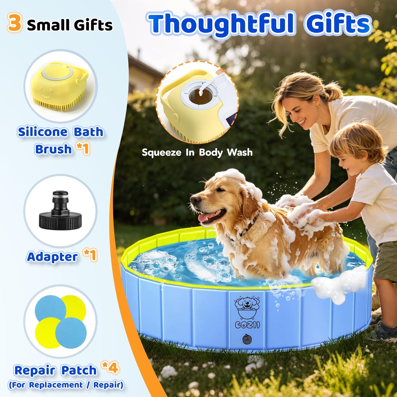 Thumbnail 5 de COZII Hundepool faltbar 120 x 30 cm – Planschbecken für Hunde und Kinder, rutschfestes PVC mit Zubehör