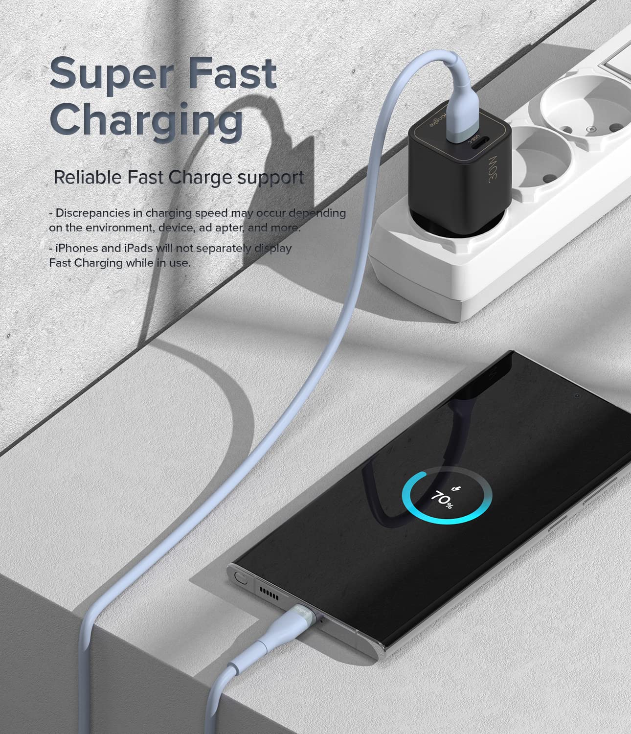 Thumbnail 2 de Ringke Fast Charging Pastel Cable 2M – USB C to USB A, 12W, Blue