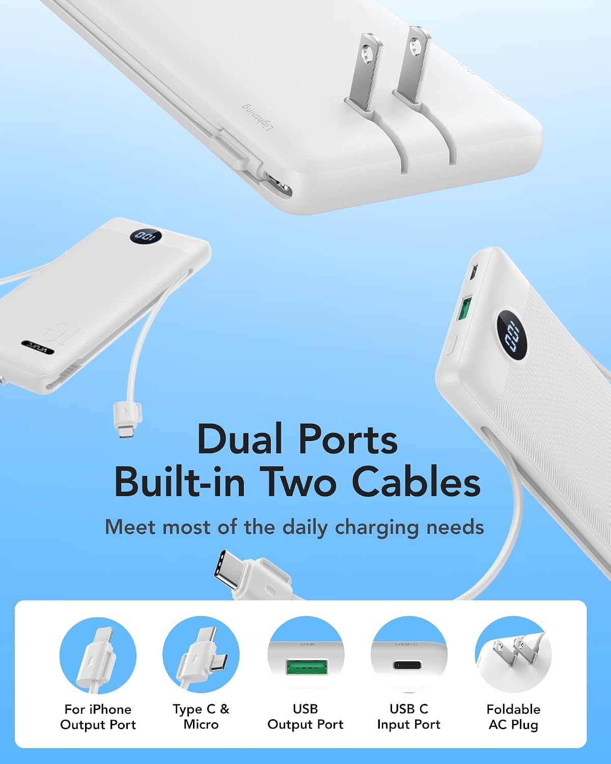 Detalle 2 de VRURC Portable Phone Charger 10000mAh
