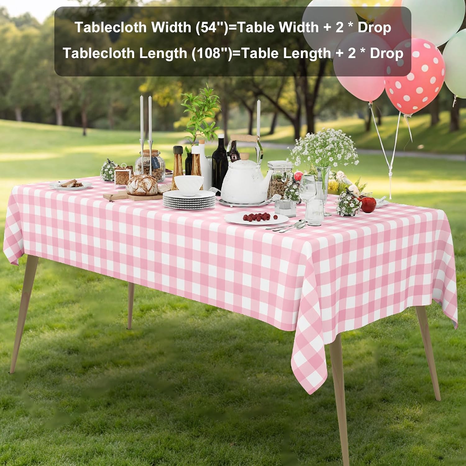 Detalle de Smiry 6-Pack Pink Gingham Disposable Tablecloths (54" x 108")