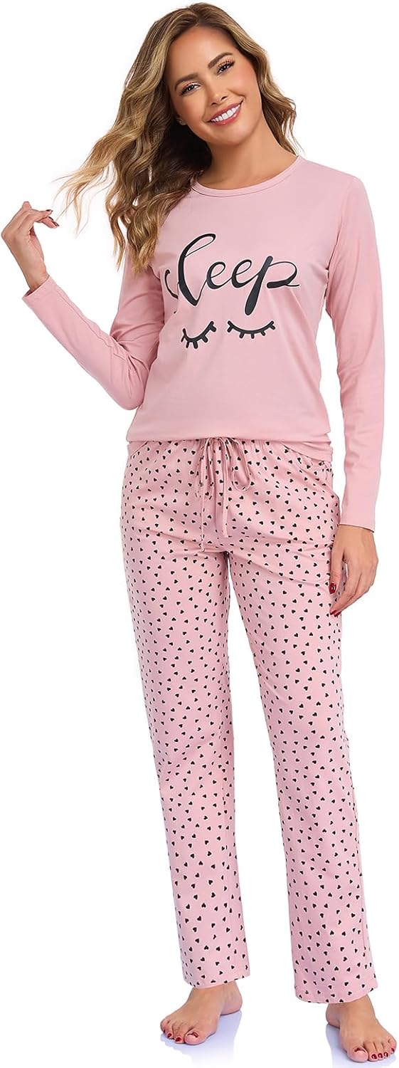 Thumbnail 3 de SPKPKEY women’s cotton long-sleeve pyjamas set (95% cotton, 5% spandex) – cute 2-piece loungewear