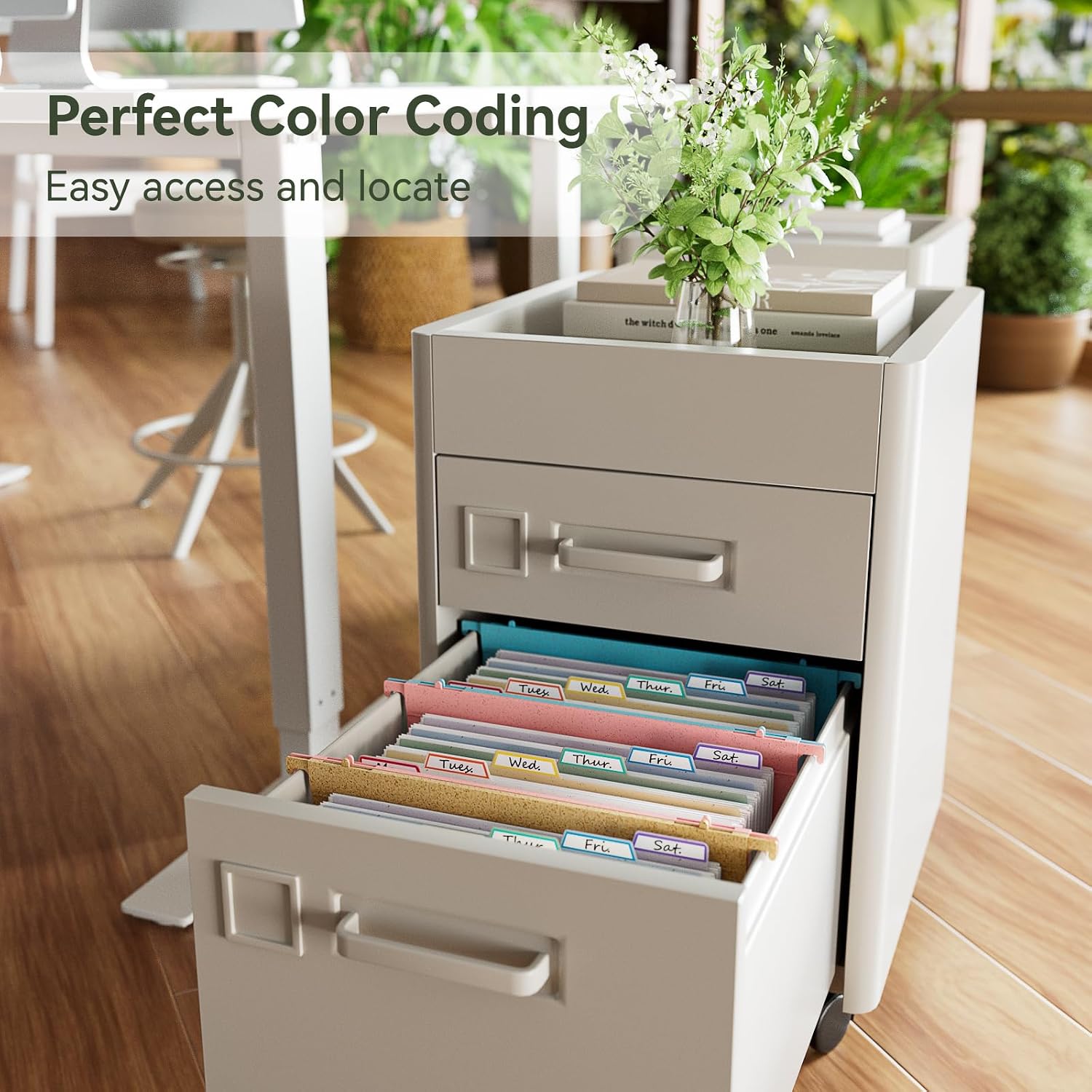 Detalle de EcoStash Letter-MHF-3set-PBY Wheat Straw Hanging File Folders, 3 Colors