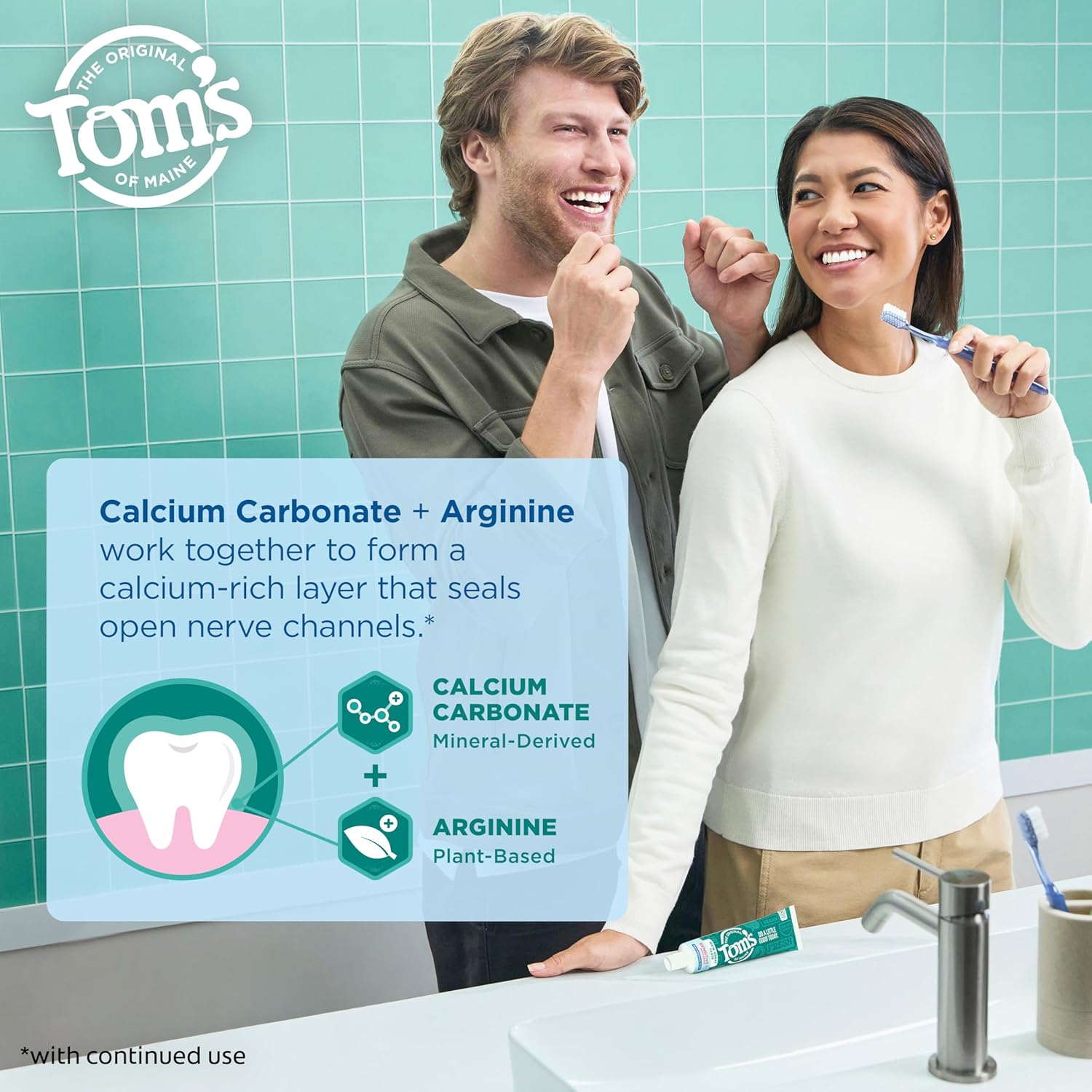 Detalle de Tom’s of Maine Sensitive Plus Whitening Fluoride Free Toothpaste — 3 Pack (Mint), 4.5 oz tubes