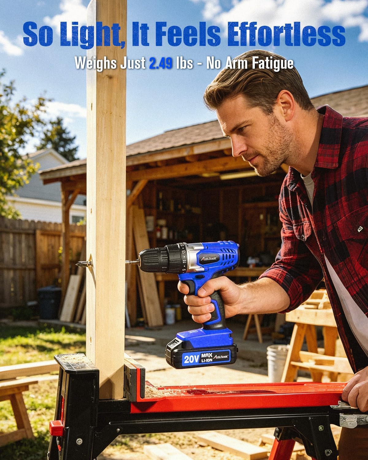 Detalle de AVID POWER ACD316-B 20V Cordless Drill Driver, 3/8-Inch Chuck, 22 Accessories